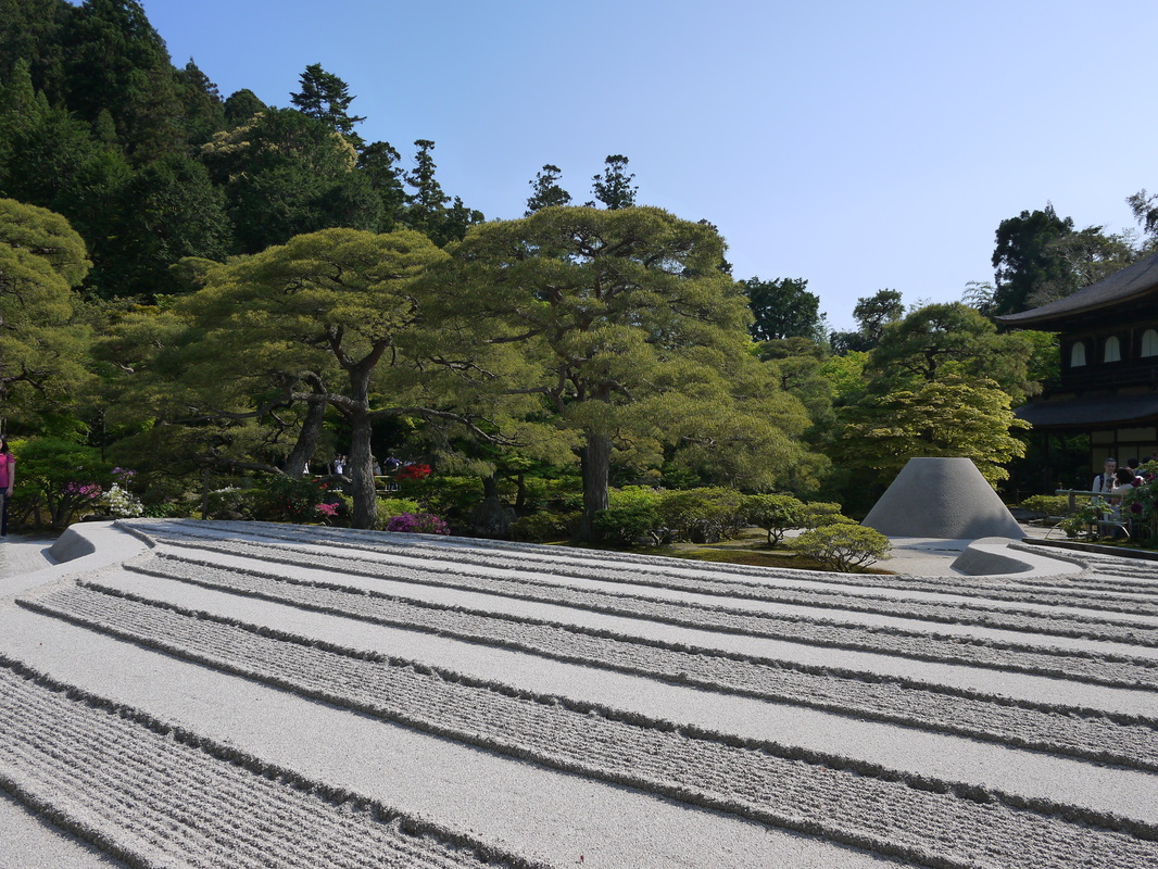 Picture of raked gravel at the Silver Pavilion in Kyoto